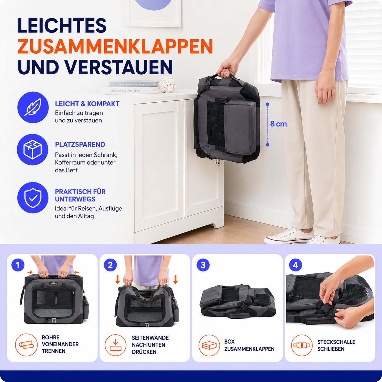 Faltbare Tiertransportbox für Hunde & Katzen – Sicher & komfortabel unterwegs