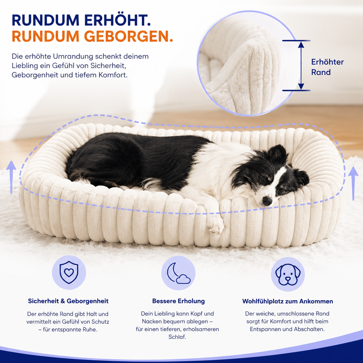 Orthopädisches Hundebett mit Plüsch & hohem Rand – Geborgen schlafen, entspannt aufwachen